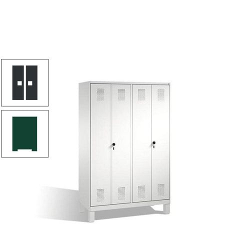 Doppel-Spind, Doppeltüren, Garderobenschrank mit Füßen, 4 Abteile a 300 mm, Korpus anthrazitgrau, Tür anthrazitgrau, 1.850 x 1.200 x 500 mm (HxBxT)