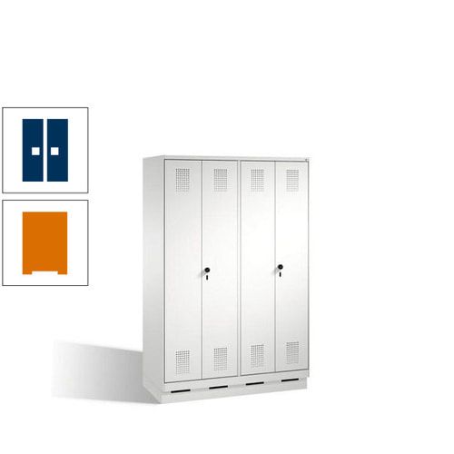 Doppel-Spind, Doppeltüren, Garderobenschrank mit Sockel, 4 Abteile a 300 mm, Korpus anthrazitgrau, Tür anthrazitgrau, 1.800 x 1.200 x 500 mm (HxBxT)