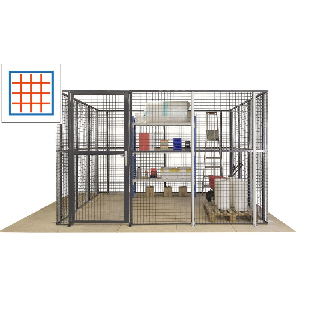 Maschinen Schutzgitter - Hallentrennwand - Sicherheitszaun - Tür - 108 m - 2.200 x 33.400 x 21.400 mm (HxBxT) - enzianblau