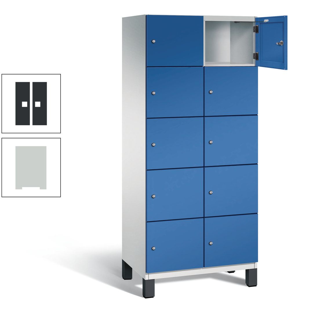 Fächerschrank, Stahlschrank, 10 Fächer, Türöffnungsbegrenzer, Füße, 1.980 x 800 x 525 mm (HxBxT), Korpus anthrazitgrau, Front anthrazitgrau