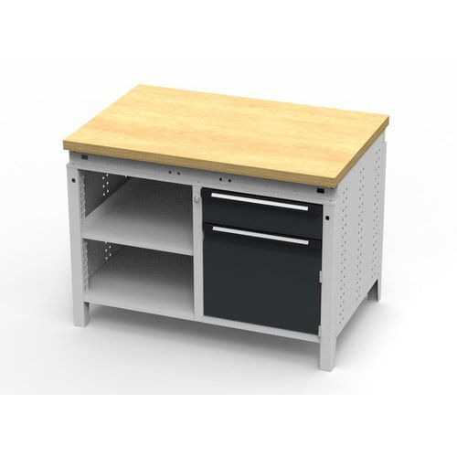OTTOKIND Werkbank - bündige Arbeitsplatte - 850 x 1.150 x 750 mm (HxBxT) - 1 Schublade - Schrank - 2 Ablageböden - lichtgrau