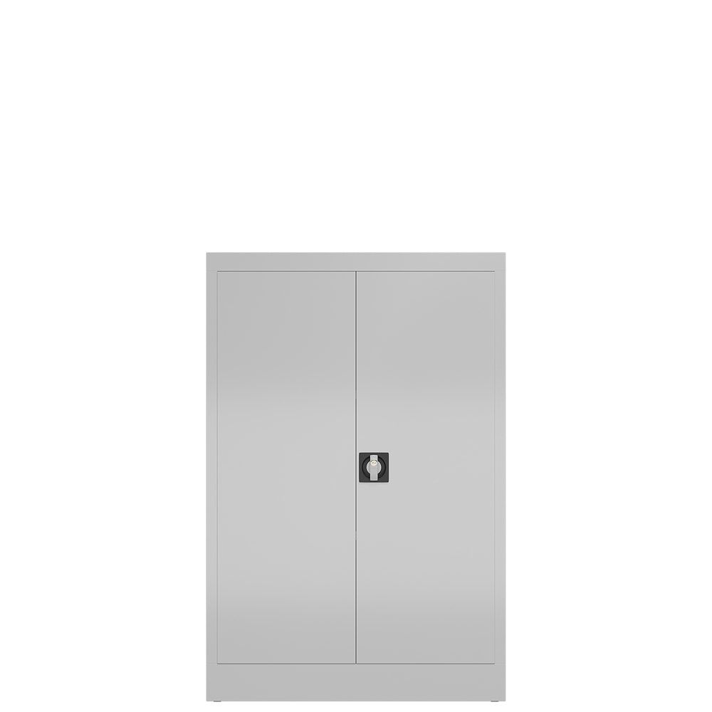 Aktenschrank, Büroschrank, abschließbar, Flügeltüren, 2 Fachböden, 1.200 x 800 x 380 mm (HxBxT), Stahl, Korpus und Türen lichtgrau