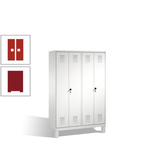 Doppel-Spind, Doppeltüren, Garderobenschrank mit Füßen, 4 Abteile a 300 mm, Korpus anthrazitgrau, Tür anthrazitgrau, 1.850 x 1.200 x 500 mm (HxBxT)