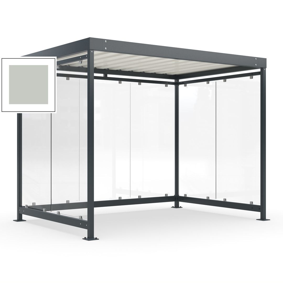Raucherunterstand, Bausatz, Fahrgastunterstand, Bushaltestelle, 2.510 x 3.180 x 2.165 mm (HxBxT), 7 Wände, Achatgrau