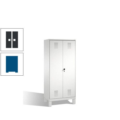 Doppel-Spind, Doppeltüren, Garderobenschrank mit Füßen, 2 Abteile a 400 mm, Korpus anthrazitgrau, Tür anthrazitgrau, 1.850 x 800 x 500 mm (HxBxT)