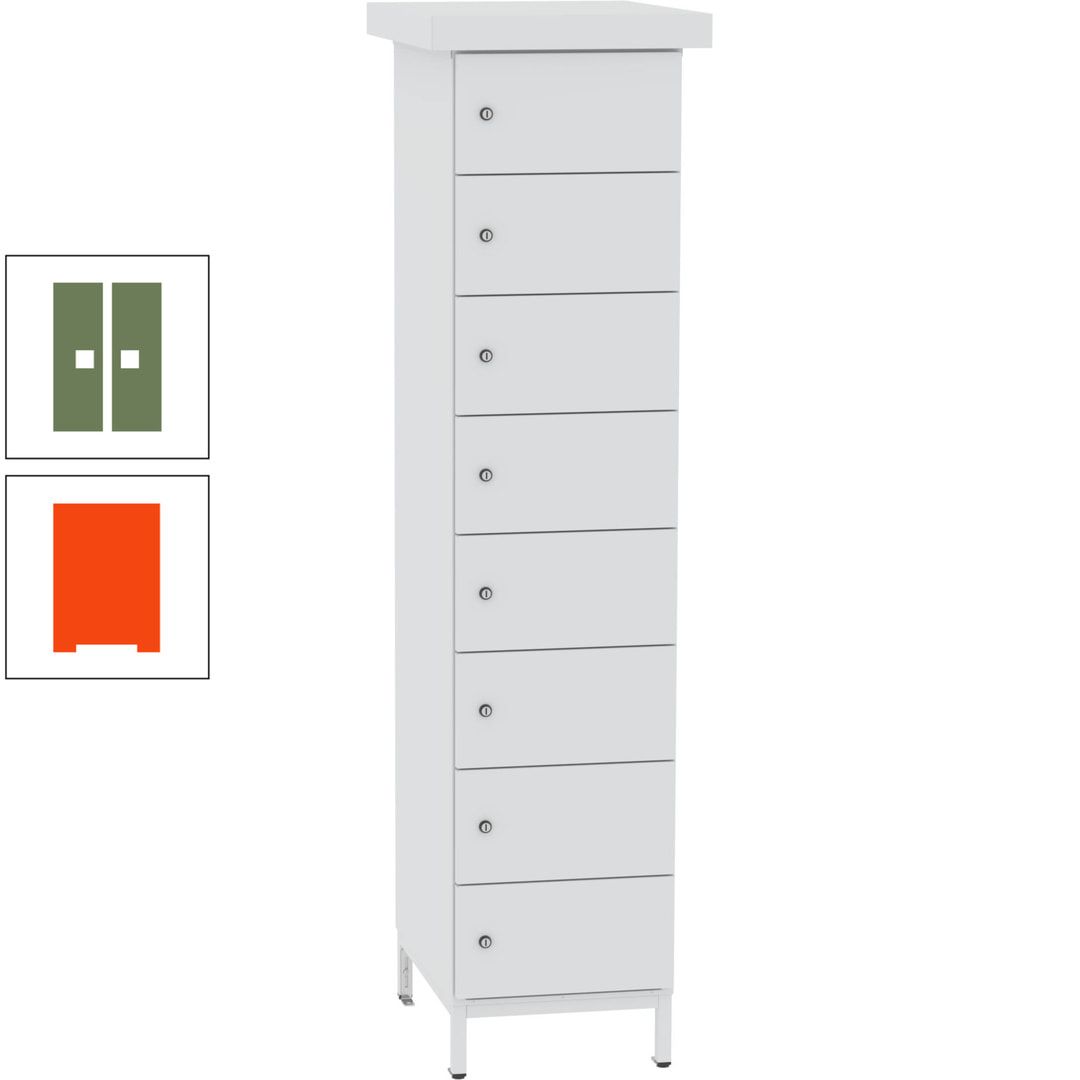 Akkuschrank, Batterieladeschrank, 8 Fächer, Schutzart IP54, Schuko, 1.855 x 400x 570 mm (HxBxT), Korpusfarbe anthrazitgrau, Frontfarbe anthrazitgrau