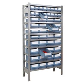 Kleinteileregal - 48 Kästen - 11 Böden - 150 kg - 2.000 x 1.005 x 300 mm (HxBxT) - erweiterbar - verzinkt - Steckregal BERT