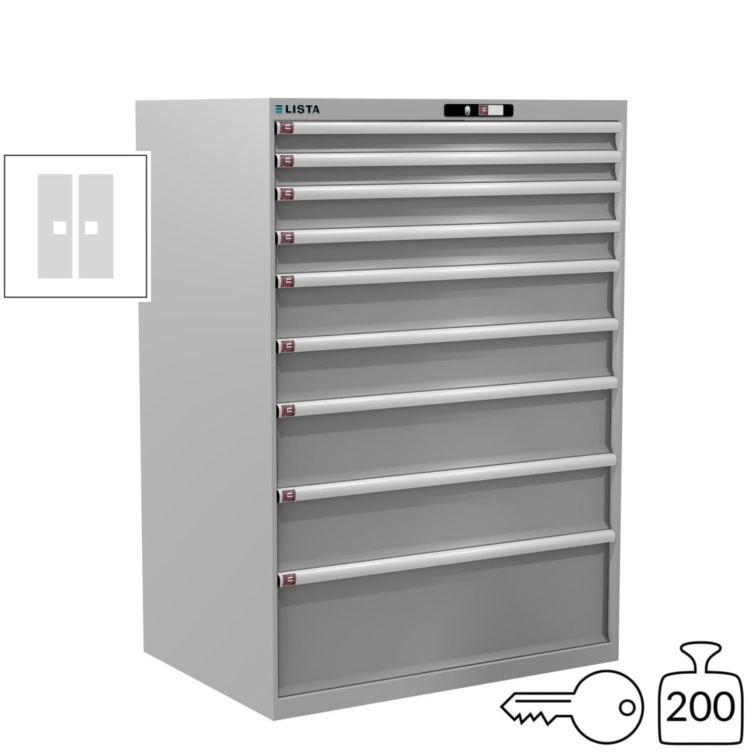Lista Schubladenschrank - 12.550.010 - 1.450x1.023x725 mm (HxBxT) - 9 Schubladen - 200 kg - Key Lock - lichtblau (RAL 5012)
