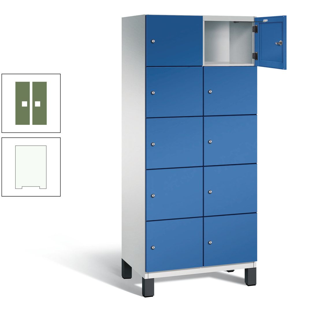 Fächerschrank, Stahlschrank, 10 Fächer, Türöffnungsbegrenzer, Füße, 1.980 x 800 x 525 mm (HxBxT), Korpus anthrazitgrau, Front anthrazitgrau