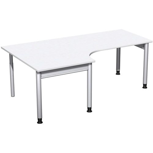Eckschreibtisch, Eckteil 800 mm, links, Füße einseitig verkürzt, 4-Fuß Pro, höhenverstellbar, 680-800 x 1.600 x 1.200 mm (HxBxT), Dekor Ahorn