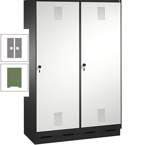 Doppel-Spind, Garderobenschrank, 2 Türen für 4 Abteile a 300 mm, Korpus anthrazitgrau, Türen anthrazitgrau, 1.800 x 1.200 x 500 mm (HxBxT)
