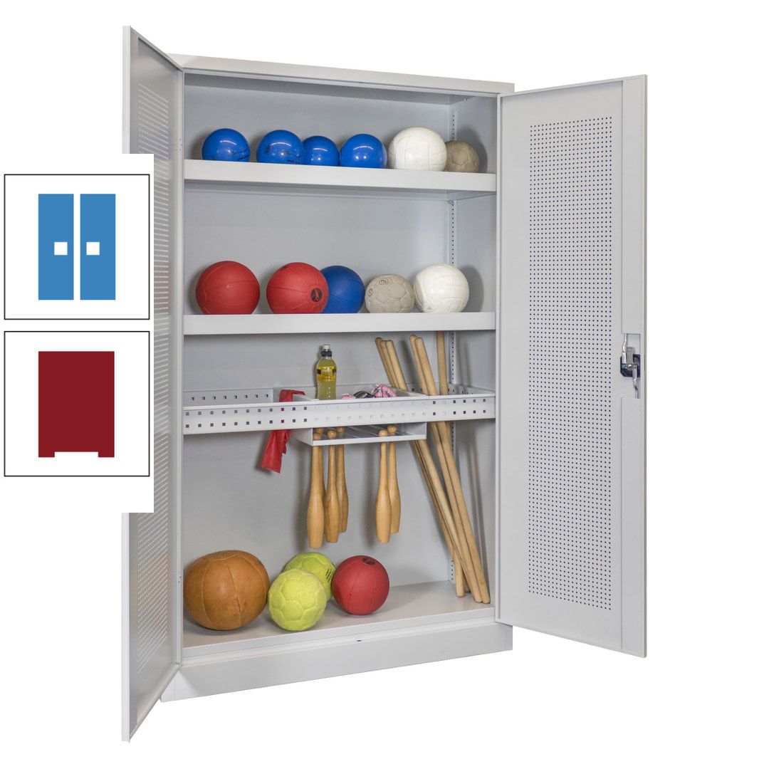 Sportschrank - Lochfeldtüren - Variante 2 - 1.950x1.200x500 mm (HxBxT) - anthrazitgrau