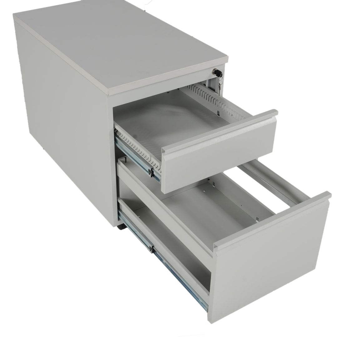 Rollcontainer - Stahl - 2 Schubladen - 620 x 460 x 790 mm (HxBxT) - lichtgrau