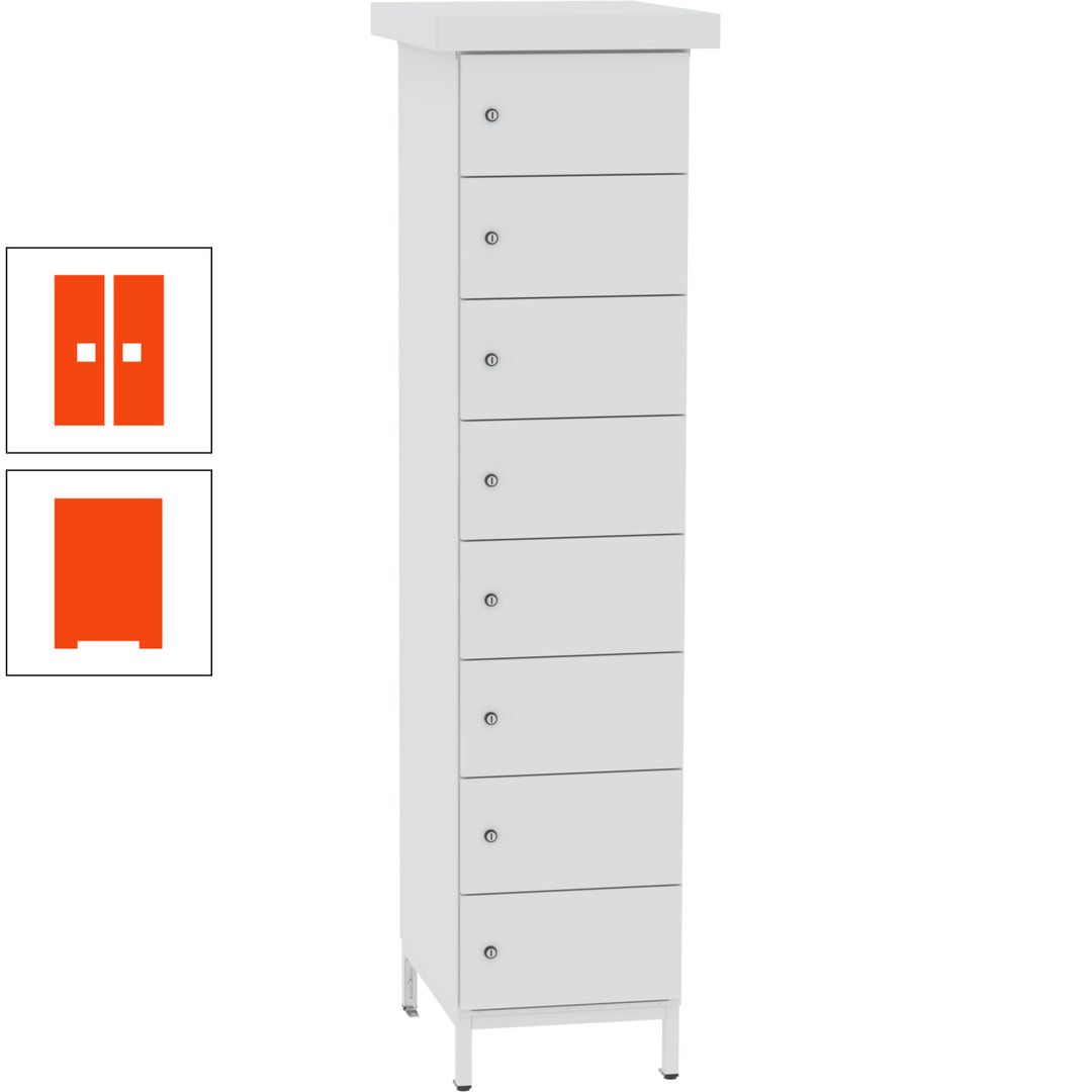 Akkuschrank, Batterieladeschrank, 8 Fächer, Schutzart IP54, Schuko, 1.855 x 400x 570 mm (HxBxT), Korpusfarbe anthrazitgrau, Frontfarbe anthrazitgrau