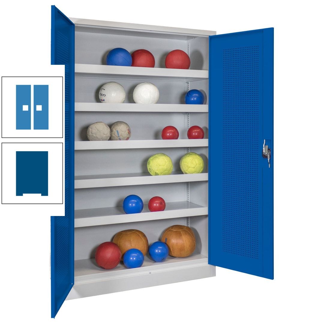 Ballschrank - Lochfeldtüren - 5 Böden - 1.950x1.200x500 mm (HxBxT) - anthrazitgrau