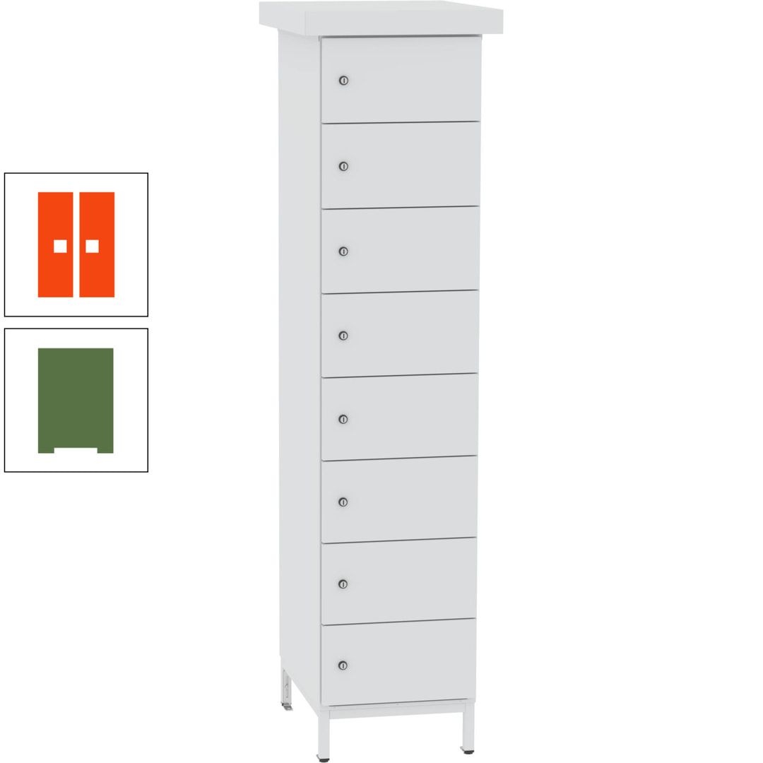 Akkuschrank, Batterieladeschrank, 8 Fächer, Schutzart IP54, Schuko, 1.855 x 400x 570 mm (HxBxT), Korpusfarbe anthrazitgrau, Frontfarbe anthrazitgrau