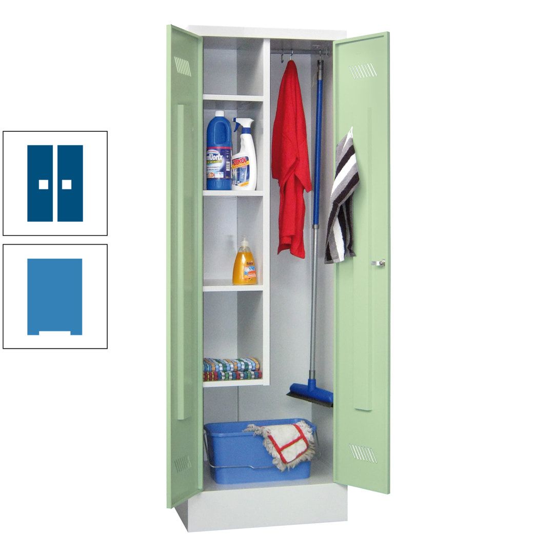 Putzschrank mit Sockel - 1 Abteil mit Trennwand - 1.850x600x500 mm (HxBxT) - Drehriegel - anthrazitgrau
