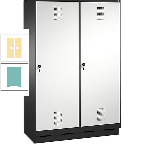 Doppel-Spind, Garderobenschrank, 2 Türen für 4 Abteile a 300 mm, Korpus anthrazitgrau, Türen anthrazitgrau, 1.800 x 1.200 x 500 mm (HxBxT)