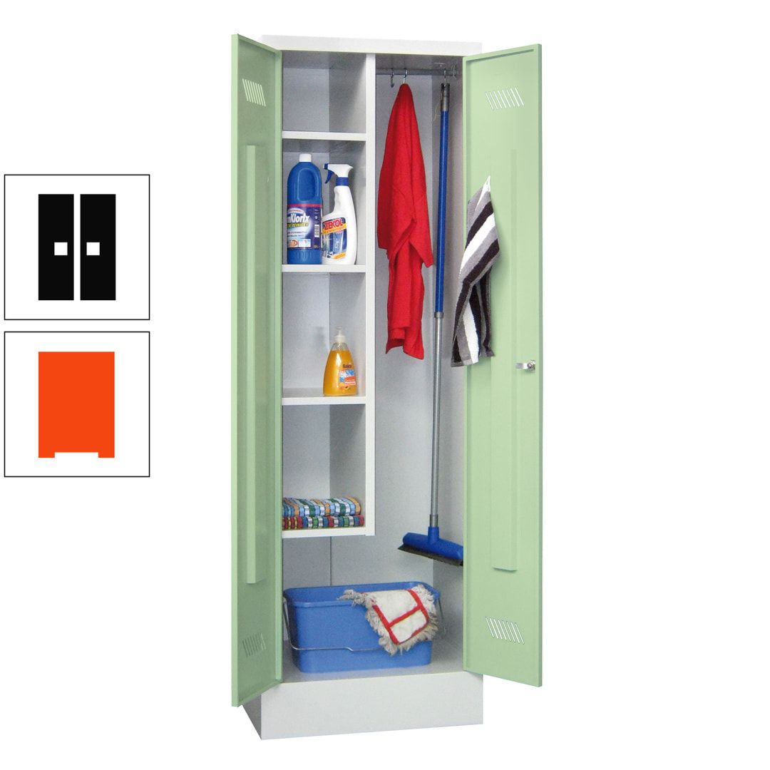 Putzschrank mit Sockel - 1 Abteil mit Trennwand - 1.850x600x500 mm (HxBxT) - Drehriegel - anthrazitgrau