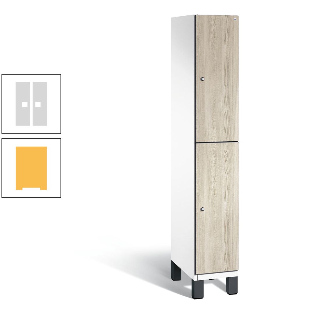 Fächerschrank, Garderobenschrank, mit Füßen, 1 Abteile, 1.980 x 300 x 525 mm (HxBxT), Korpus anthrazitgrau, Tür Donau-Ahorn