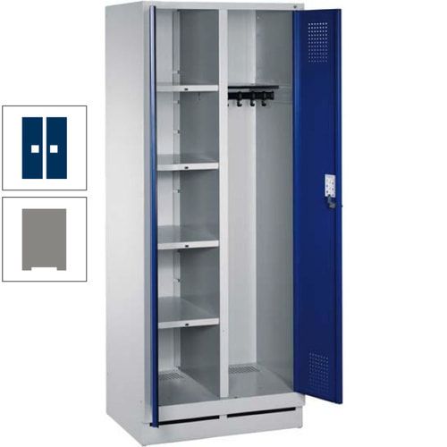 Mehrzweckschrank, Doppeltüren, Füße, 2 Abteile a 300 mm, Korpus anthrazitgrau, Tür anthrazitgrau, 1.800 x 600 x 500 mm (HxBxT)
