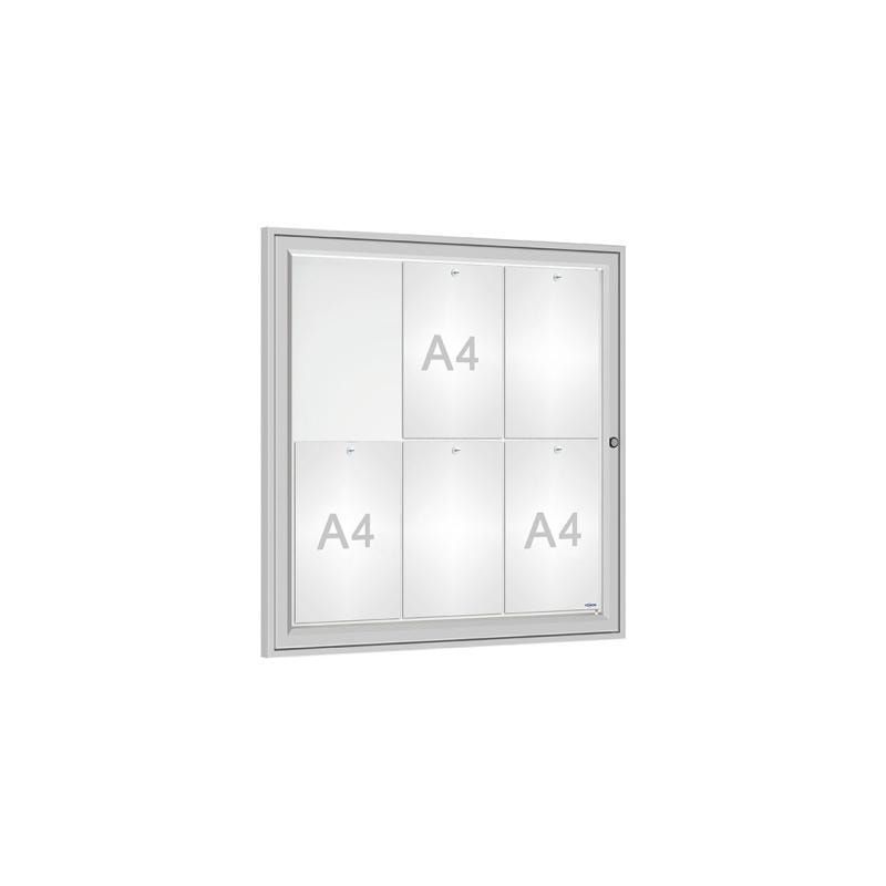 Schaukasten - Einflügeltür - 6xA4 - Querformat - 750 x 750 x 30 mm (HxBxT) - enzianblau - Infokasten - Präsentationsvitrine