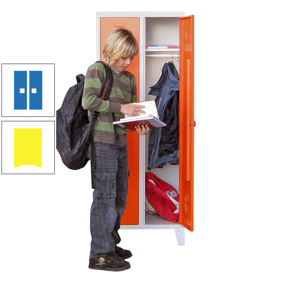 Spindschrank f. Schulen - mit Füßen - Höhe 1.600 mm - 3 Abteile a 300 mm - Drehriegel - anthrazitgrau