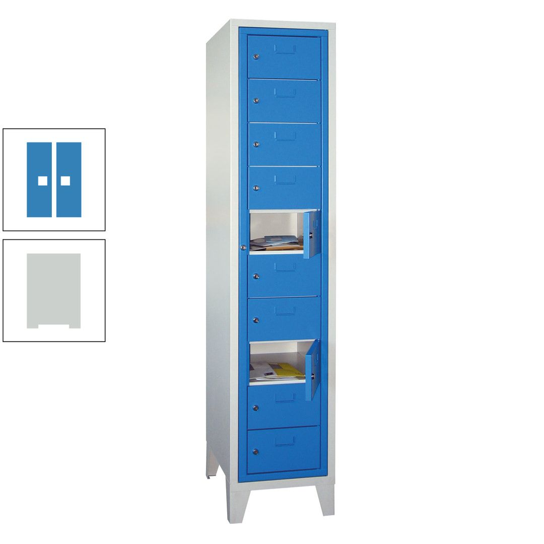 Schließfachschrank - Wäscheausgabeschrank - 10 Fächer a 315 mm - 1.850x400x500 mm (HxBxT) - Füße - Zylinderschloss - anthrazitgrau