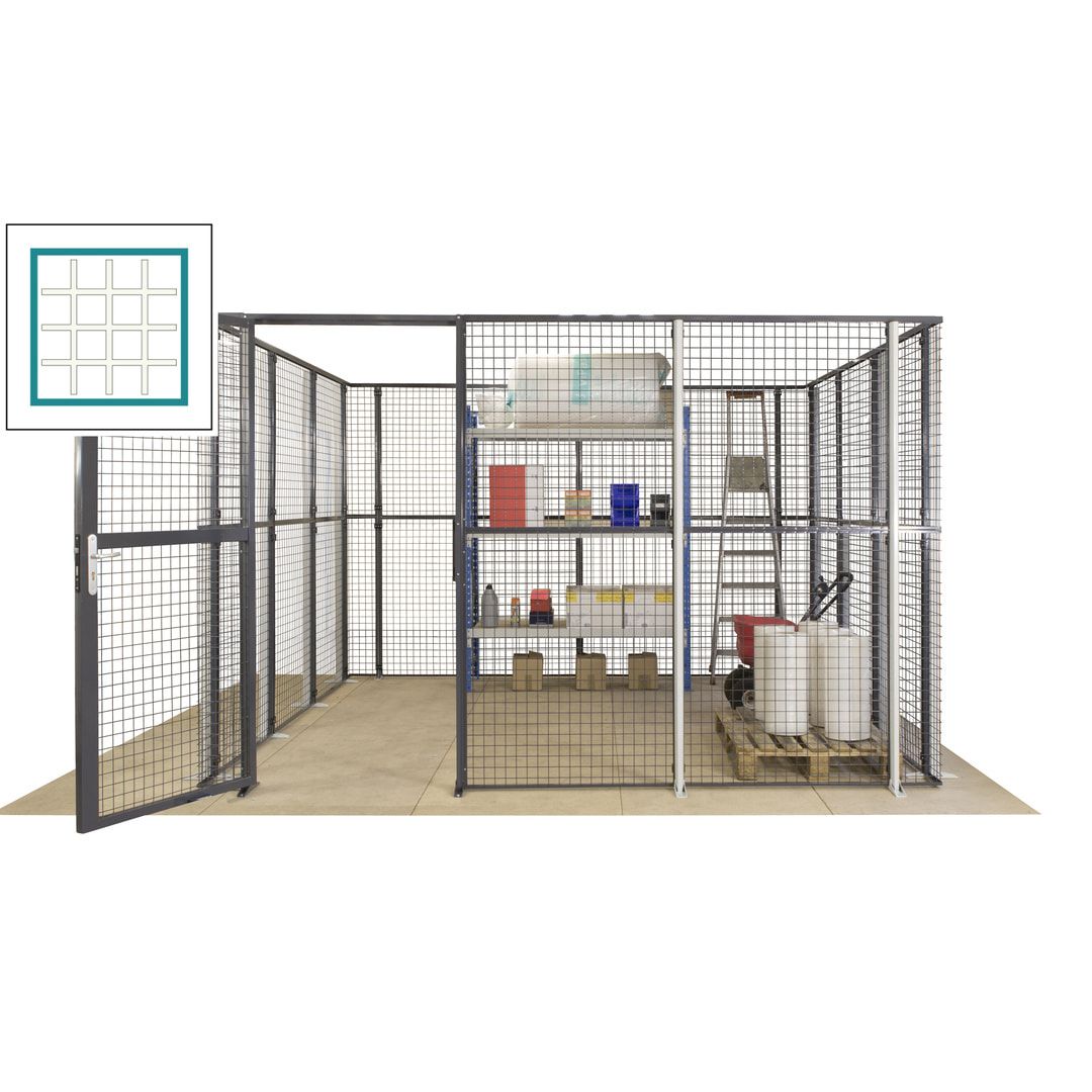 Maschinen Schutzgitter - Hallentrennwand - Sicherheitszaun - Tür - 72 m - 2.200 x 21.400 x 15.400 mm (HxBxT) - enzianblau