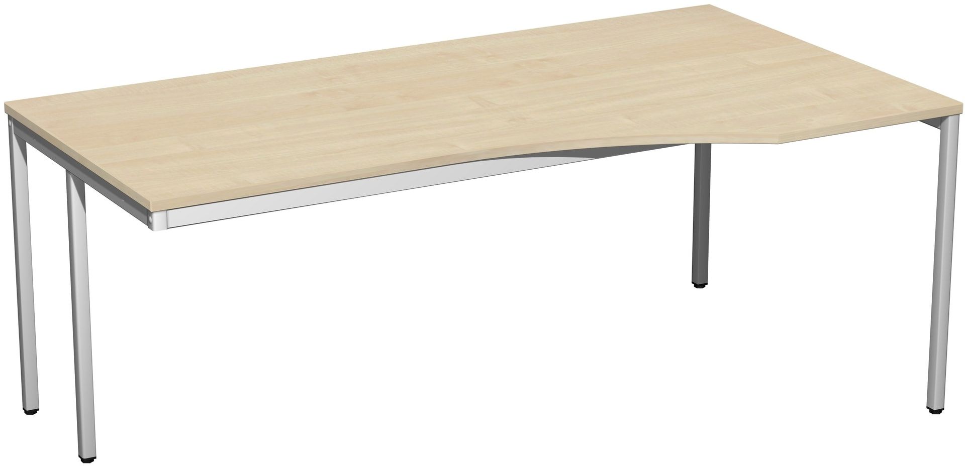 Schreibtisch - 4-Fuß Eco - Eckschreibtisch rechts - 720 x 1.800 x 1.000 mm (HxBxT) - Gestell lichtgrau - Ahorn