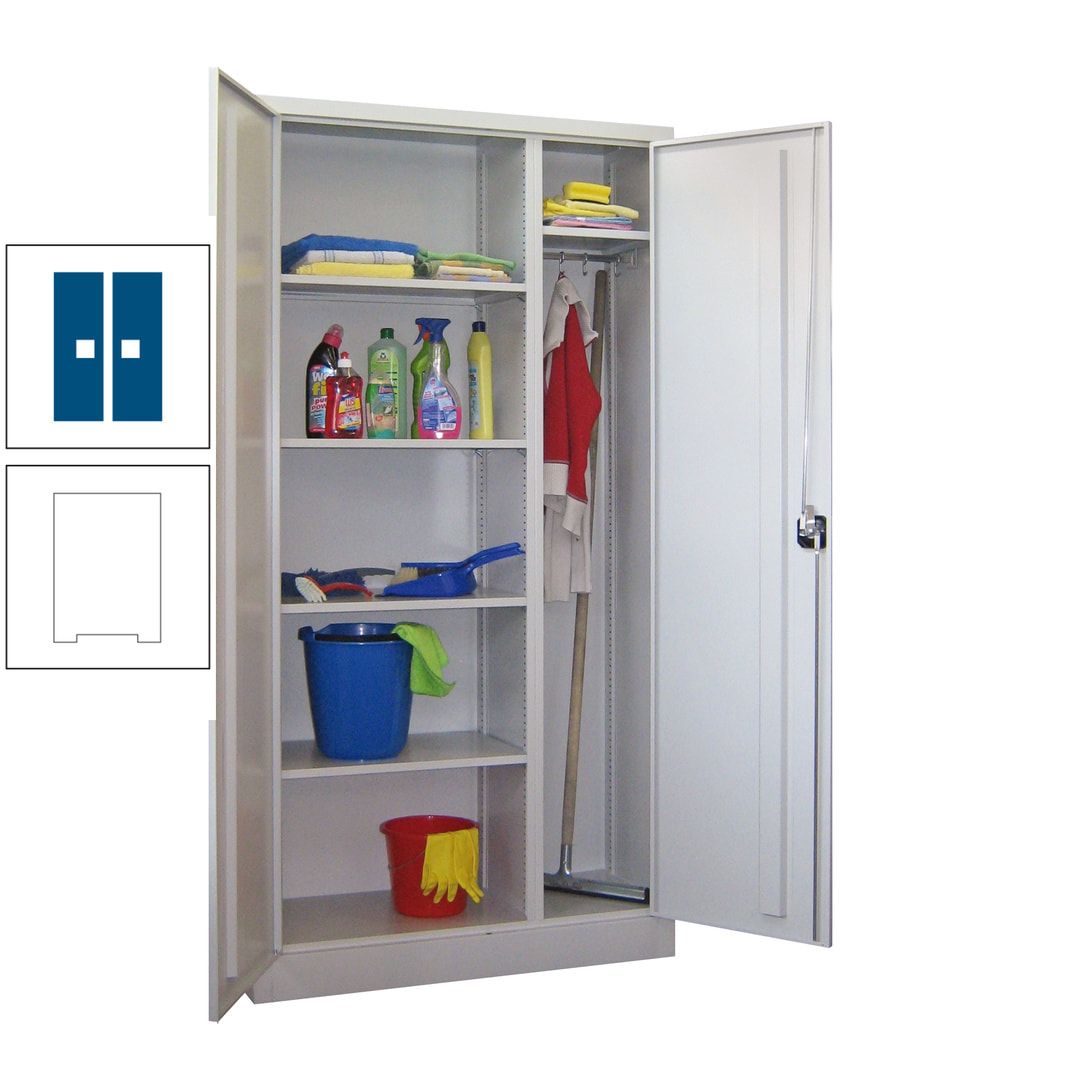 Putzschrank mit Trennwand - 1.950x1.000x400 mm (HxBxT) - Böden pulverbeschichtet - anthrazitgrau