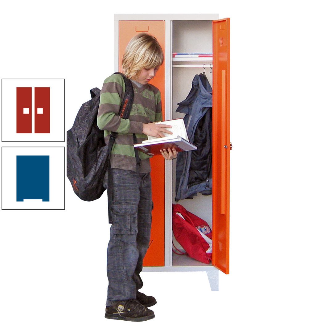 Spindschrank f. Schulen - mit Füßen - Höhe 1.600 mm - 3 Abteile a 300 mm - Drehriegel - anthrazitgrau