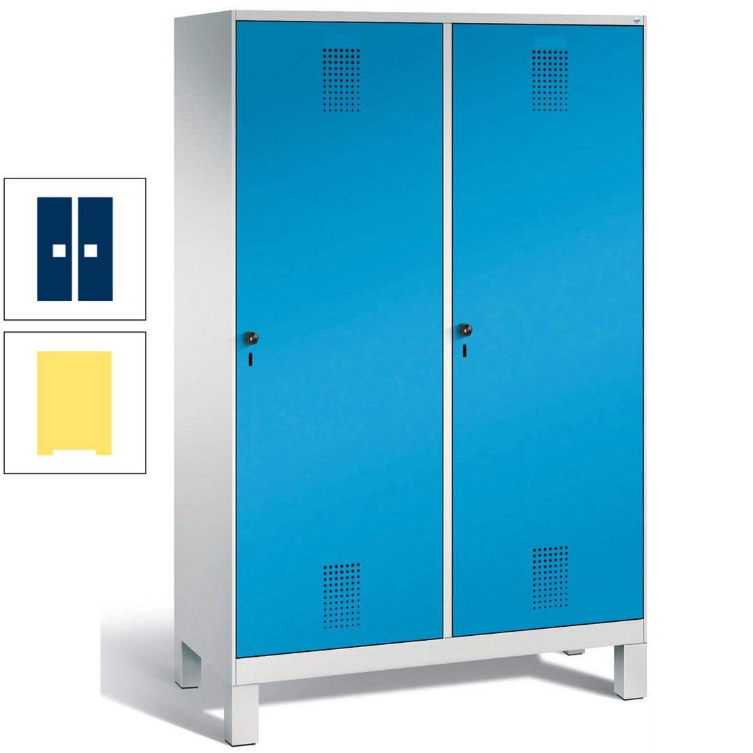 Doppel-Spind, Garderobenschrank, 2 Türen für 4 Abteile a 300 mm, Korpus anthrazitgrau, Türen anthrazitgrau, 1.850 x 1.200 x 500 mm (HxBxT)
