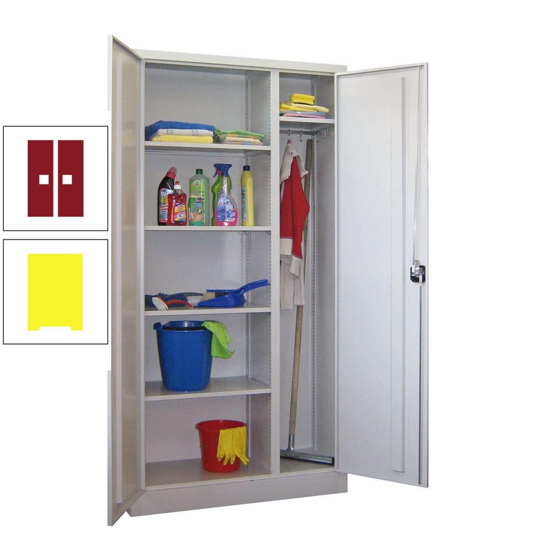 Putzschrank mit Trennwand - 1.950x1.000x400 mm (HxBxT) - Böden pulverbeschichtet - anthrazitgrau