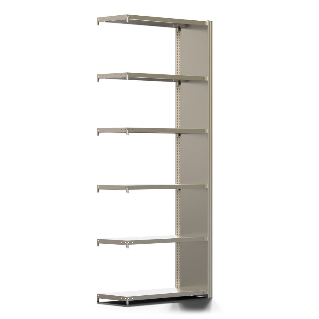 Fachbodenregal mit Seitenwand - 350 kg - 2.500 x 1.005 x 400 mm (HxBxT) - Anbauregal - 6 Böden - verzinkt - Lagerregal - Steckregal - BERT