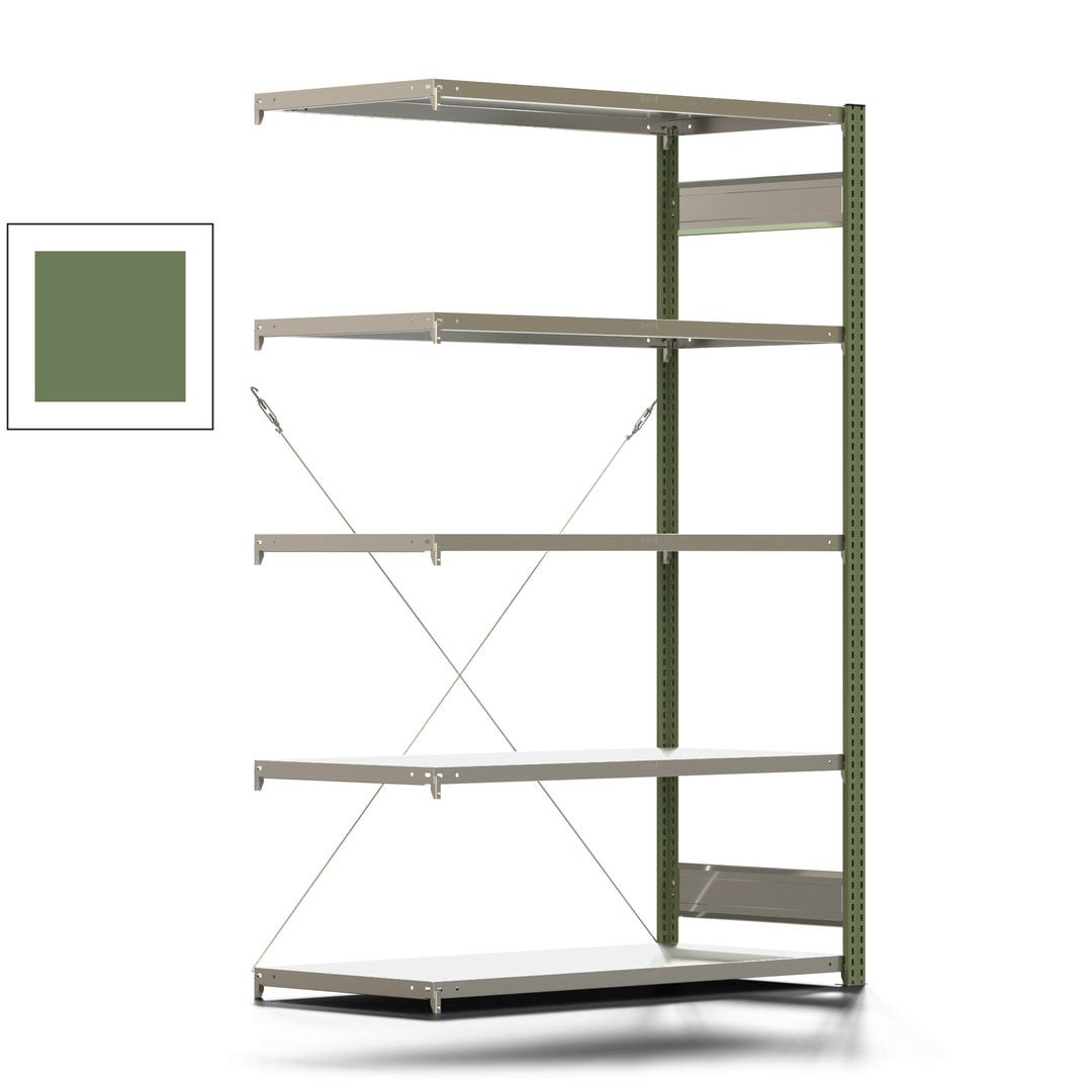 Fachbodenregal mit Tiefenriegel - 150 kg - 2.000 x 1.285 x 600 mm (HxBxT) - Anbauregal - Rahmen enzianblau - Böden verzinkt - BERT
