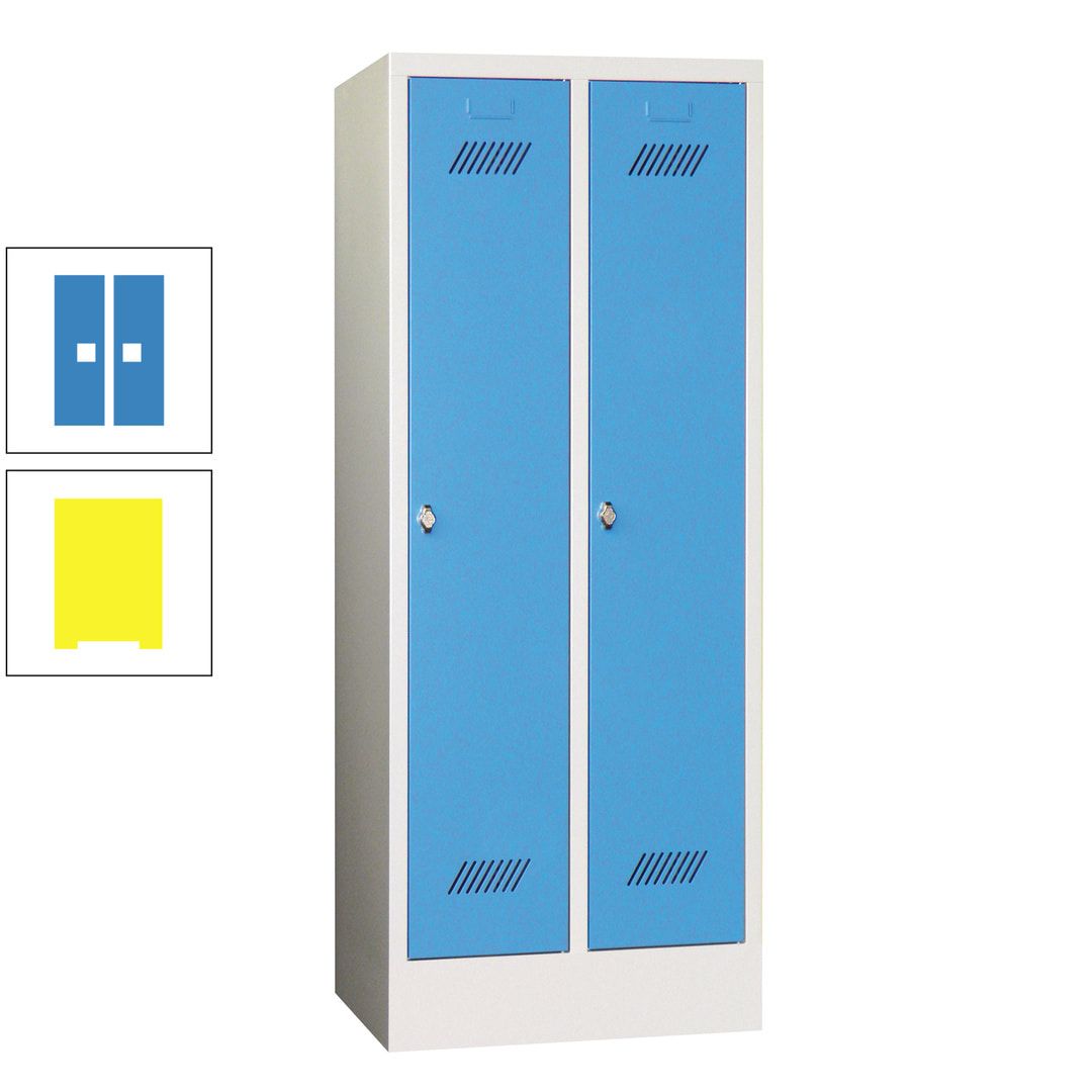 Spindschrank f. Schulen - mit Sockel - Höhe 1.600 mm - 2 Abteile a 300 mm - Drehriegel - anthrazitgrau