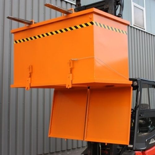 Eichinger Klappbodenbehälter, Behälter 2x900 Liter, Traglast 1.500 kg, für Stapler und Kran, Seilzug, Kettensicherung, Farbe: anthrazitgrau (RAL 7016)