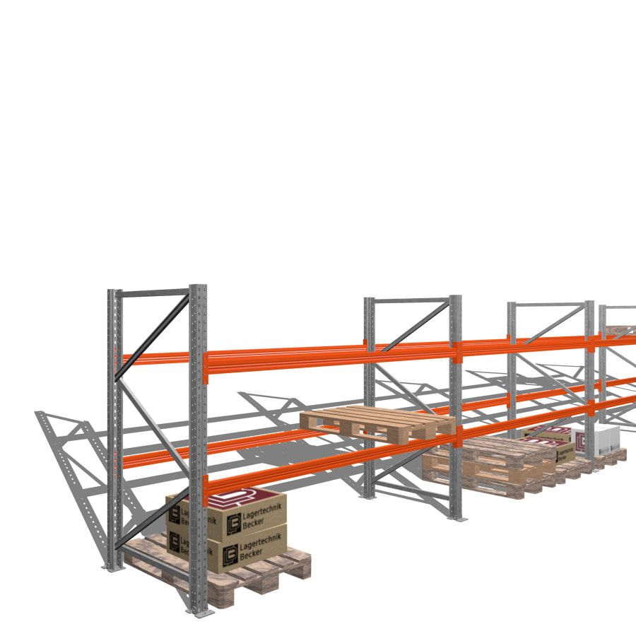 Palettenregal - 1,5 t - 2,0 x 11,3 x 1,1 m - 4 Felder - Schwerlastregal
