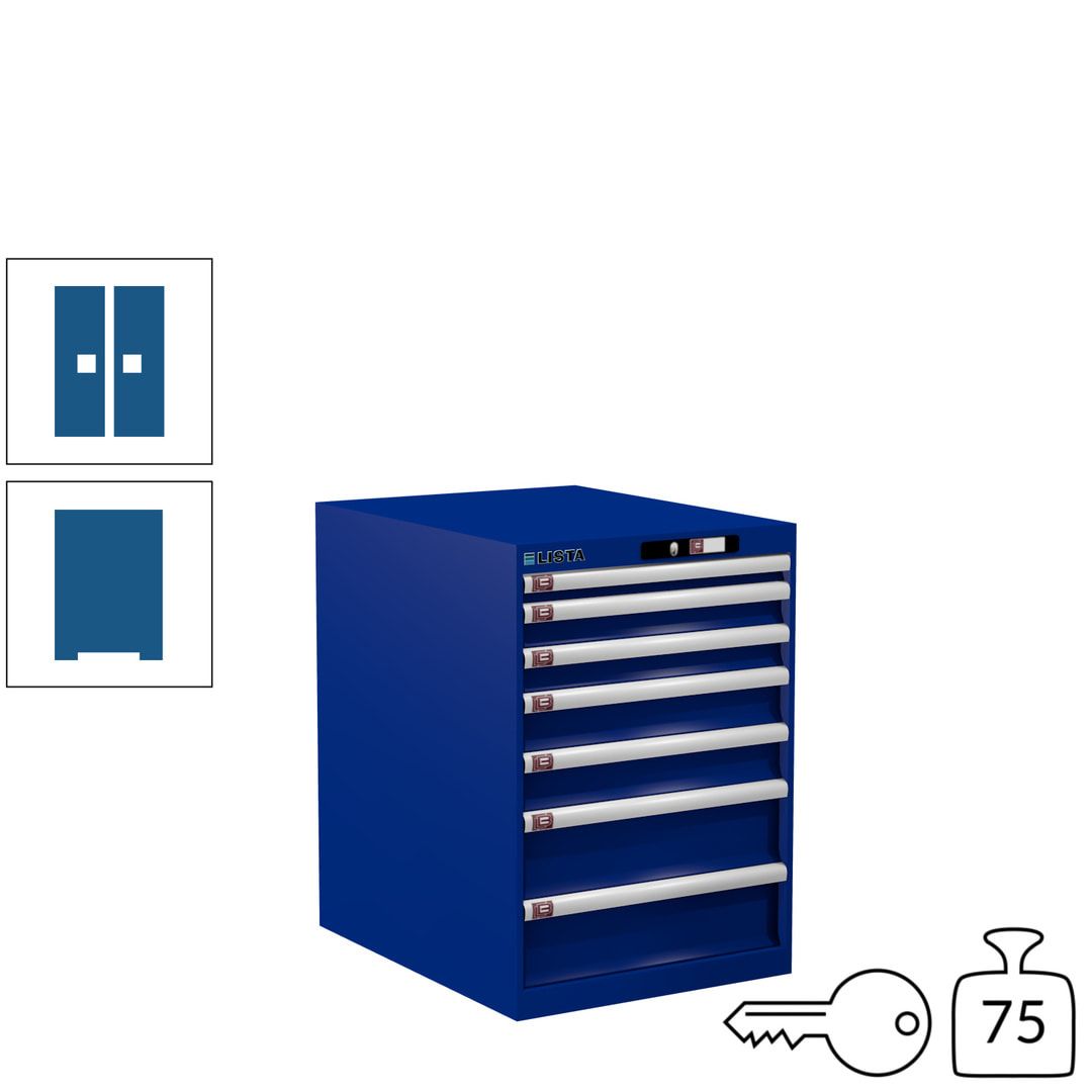 Lista Schubladenschrank - 14.354.010 - 800x564x725 mm (HxBxT) - 7 Schubladen - 75 kg - Key Lock - lichtblau (RAL 5012)