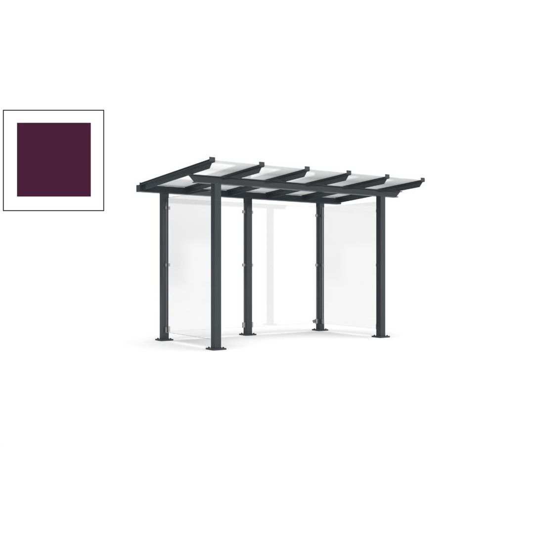 Unterstand mit Pultdach und Sicherheitsglas - feuerverzinkt und farbbeschichtet - 2.435 x 3.850 x 2.090 (HxBxT) - Farbe Achatgrau