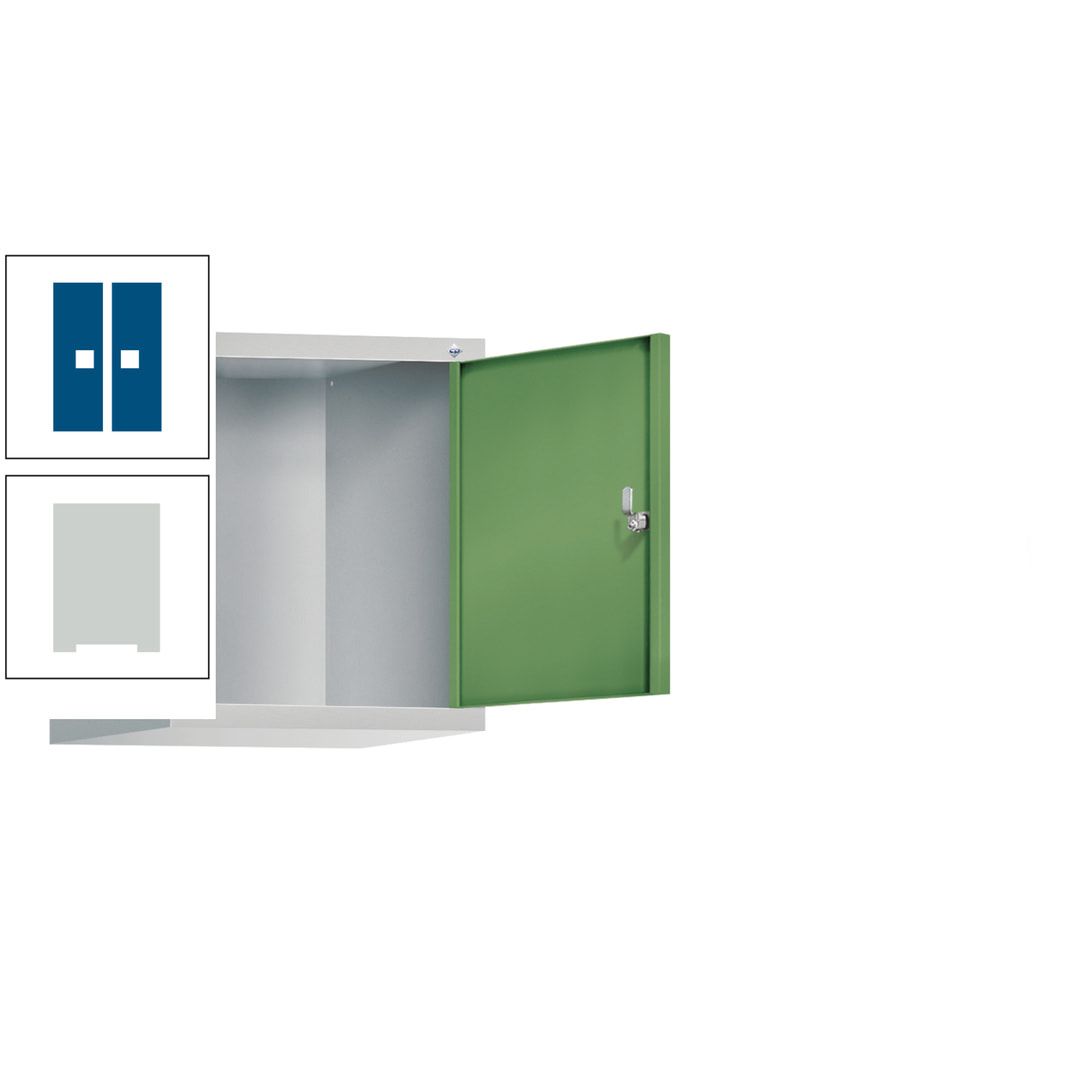 Aufsatzschrank für Spinde und Schließfachschränke, 1 Abteil, Korpus anthrazitgrau, Türen anthrazitgrau, 500 x 420 x 500 mm (HxBxT), Stahlschrank