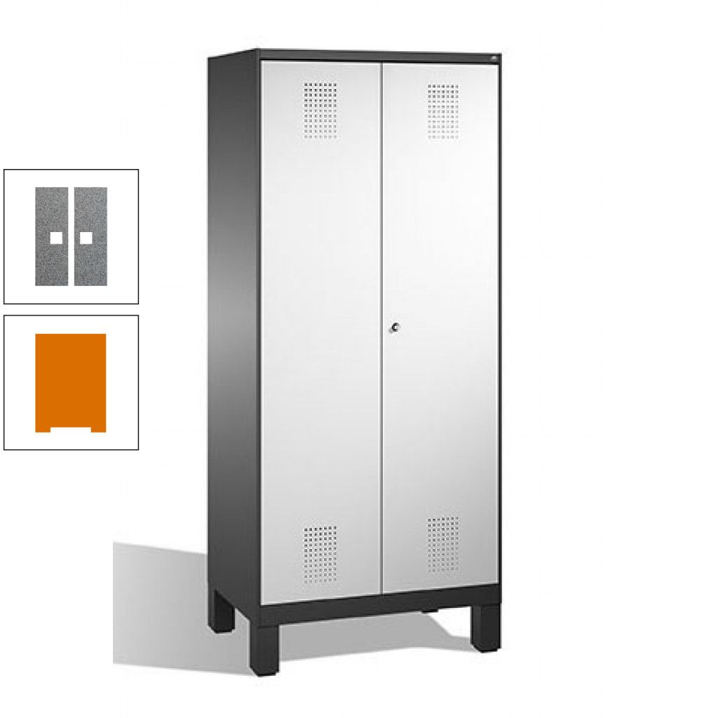 Mehrzweckschrank, Doppeltüren, auf Füßen, 2 Abteile a 400 mm, Korpus anthrazitgrau, Tür anthrazitgrau, 1.850 x 800 x 500 mm (HxBxT)