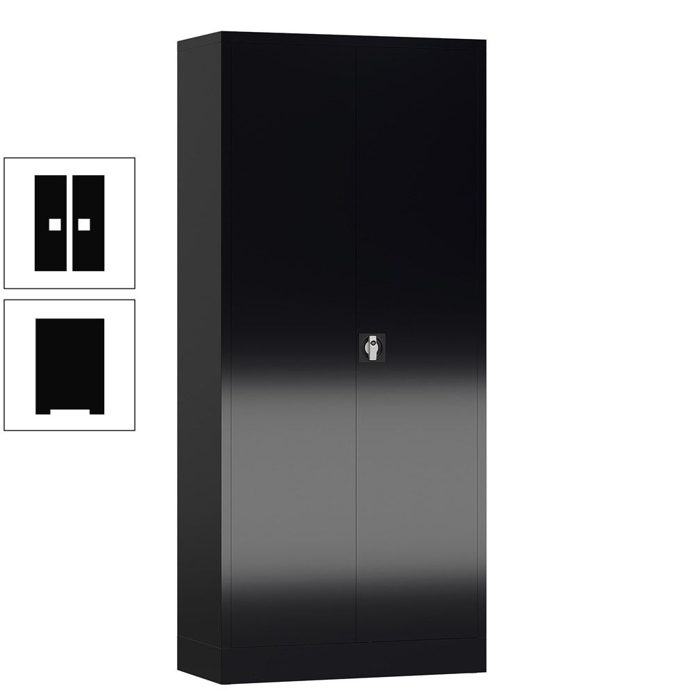 Mehrzweckschrank, Stahlschrank, 2 Abteile, 5 Fächer, 1.800 x 800 x 380 mm (HxBxT), Kleiderstange, Stahl, Korpus: lichtgrau, Front: anthrazitgrau