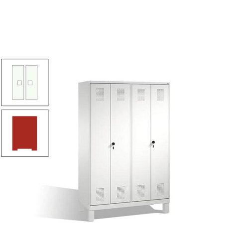 Doppel-Spind, Doppeltüren, Garderobenschrank mit Füßen, 4 Abteile a 300 mm, Korpus anthrazitgrau, Tür anthrazitgrau, 1.850 x 1.200 x 500 mm (HxBxT)