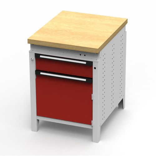 OTTOKIND Werkbank - Arbeitsplatte bündig - 850 x 605 x 750 mm (HxBxT) - Schublade - Schrank - lichtgrau
