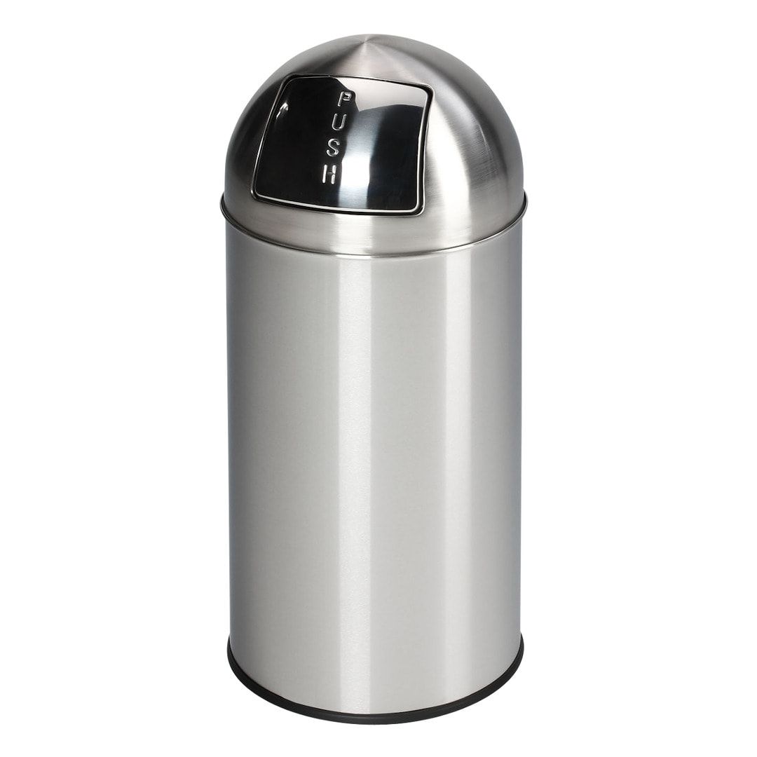 Mülleimer mit Edelstahl Einwurfklappe - rund - Volumen 50 l - 740 x 350 x 350 mm (HxBxT) - Edelstahl, matt