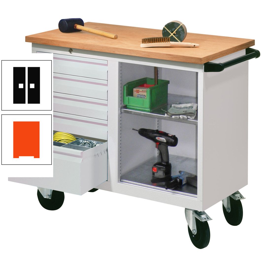 Mobile Werkbank - Werkstattwagen - 915 x 1.090 x 600 mm - 5 Schubladen und Ablagefach - anthrazitgrau