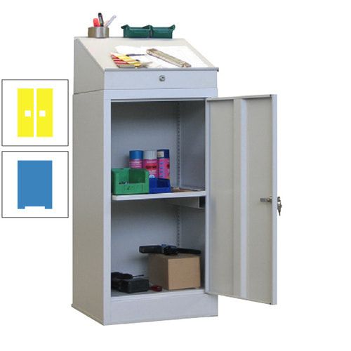 Stehpult mit Schrank - Vollblechtür - Zylinderschloss - 1 Ausziehboden - 1.270x500x500 mm (HxBxT) - anthrazitgrau