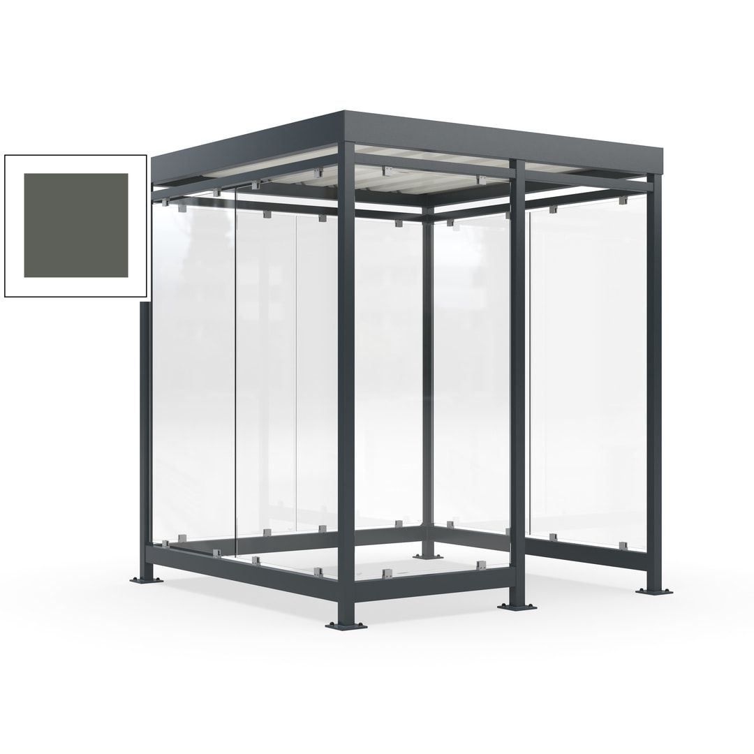 Raucherunterstand, Bushaltestelle, 7 Wände, 6-7 Personen, 2.510 x 2.165 x 2.165 mm (HxBxT), Farbe Achatgrau